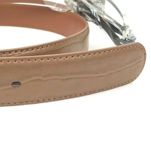Men's Leather 1.25" Non Reversible Belt Brown Croc - Picture 5 of 13